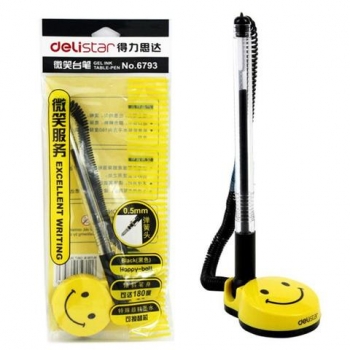 Rašiklis Deli Smile 6793 0.5mm su laikikliu juodas