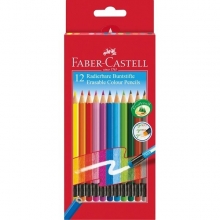 Spalvoti pieštukai Faber-Castell, su trintuku, 12 spalvų