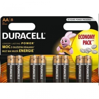 Baterijos DURACELL LR06 AA, 8 baterijų pakuotė