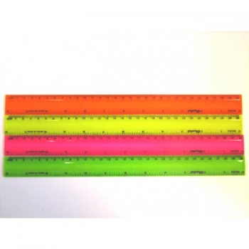 Liniuotė 30cm plastikinė neoninė, įv. ryškių spalvų