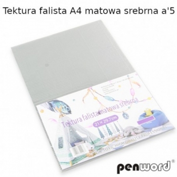 Kartonas gofruotas A4 5 lapai, sidabrinis, matinis PENWORD