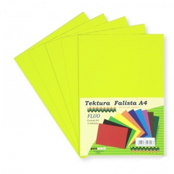 Kartonas gofruotas A4 5l. FLUO geltonas PENWORD