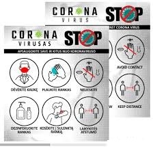 Lipdukas Laikytis distancijos, dėvėti kaukę, plauti,dezinfekuoti rankas COVID-19 200x200mm