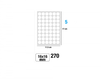 Lipnios etiketės apvalios MP 16mm baltos 270vnt