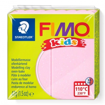 Modelinas FIMO Kids, 42 g, šviesiai rožinės su blizgučiais sp. (206)