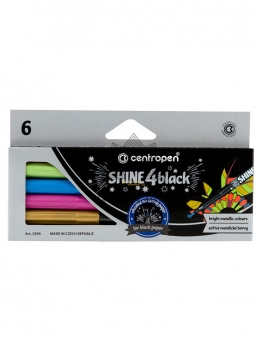 Flomasteriai 6sp.CENTROPEN Shine 4Black