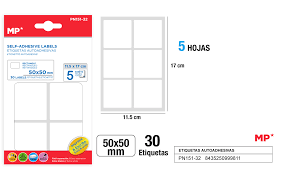 Lipnios etiketės MP 50x50mm baltos 30vnt