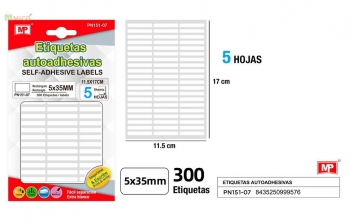 Lipnios etiketės MP 5x35mm baltos 300vnt