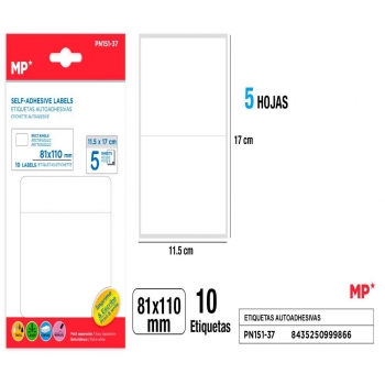 Lipnios etiketės MP 81x110mm baltos 10vnt