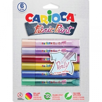 Dažai tekstilei CARIOCA PERLY 6vnt x 10,5ml