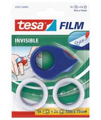 Permatoma lipni juostelė TESA Invisible Self-Adhesive Tape, 2vnt x10mx19mm su