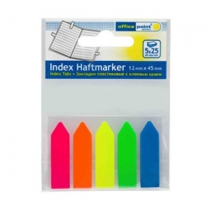 Indexai Office Point 12x43mm, 5 spalvų x25 lapų neoniniai