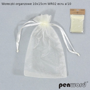 Maišelių dovanoms 6vnt sutraukiami organza kreminės sp 10x15cm