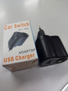 Lizdas auto 12V-0.5A +USB 5V-1A adapteris iš 220V