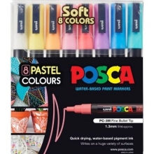 Markerių POSCA PC-3M rinkinys su plakatinias dažais 8 vnt