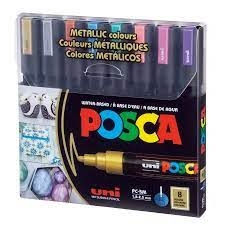 Žymeklių- markerių POSCA PC-5M rinkinys Metalic 8 vnt