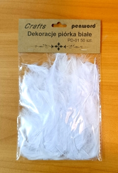 Dekoracija Plunksnos baltos 10-15cm, 50vnt. PD-01 PENWORD