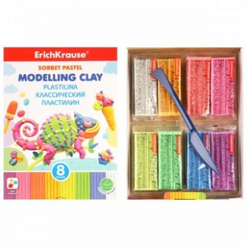 Plastilinas 8 pastelinių spalvų ErichKrause, 144g, EK54035