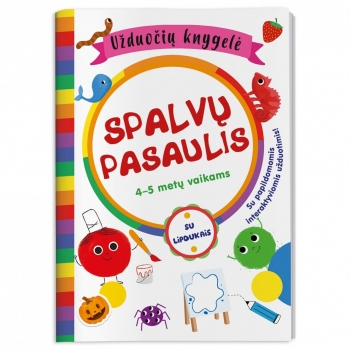 Spalvų pasaulis. Užduočių knygelė 4-5 metų vaikams su lipdukais ir su papildomomis interaktyviomis užduotimis!