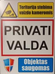 Lentelė magnetinė privati valda, saugoma ir stebima kameromis 300x400