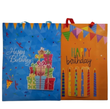 Dovanų maišelis 40x30x12 cm HAPPY BIRTHDAY – elegantiškas ir spalvingas pasirinkimas dovanoms