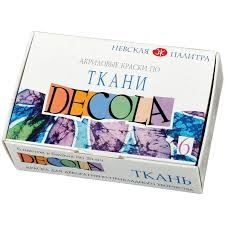 Akriliniai dažai tekstilei 6 spalvos x 20 ml DECOLA