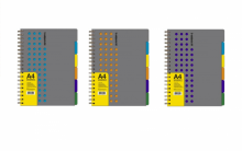 Užrašinė studento A4, langeliais, 120 lapų, 5 skyriai, su spirale